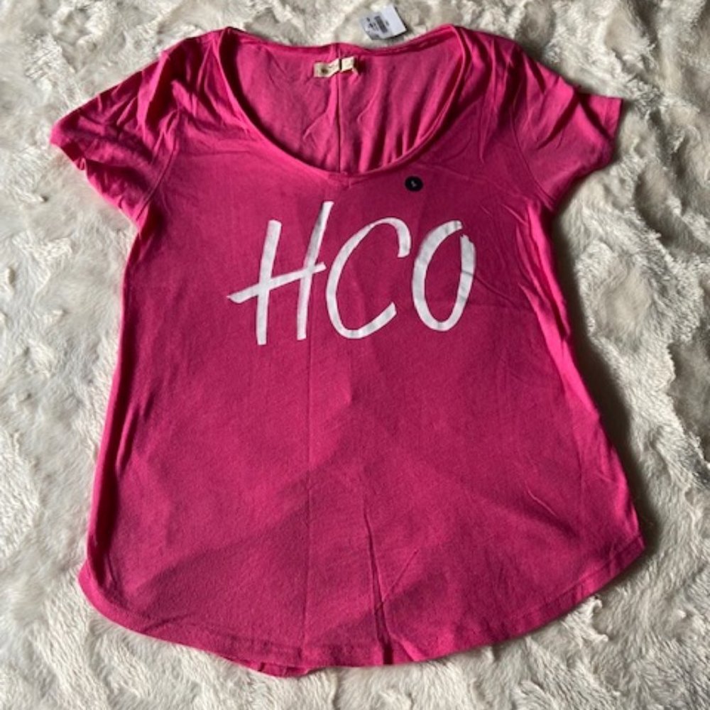 Hollister Pink Fuchsia HCO T-Shirt Women's Small BNWT Scoop Neck